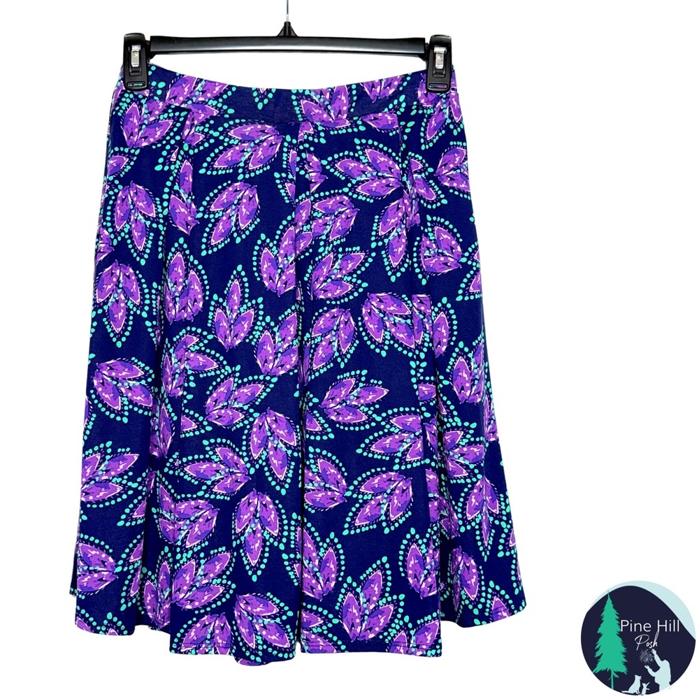 NEW LuLaRoe Madison Skirt Medium A-line Floral Purple Green Knee Length Pockets